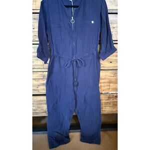 SUNDRY Women's Gauze Navy Crop Jumpsuit Size 3/L NWT